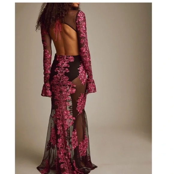 For Love and Lemons Temecula Cut Out Embroidered Lace Maxi Dress - Picture 2 of 15
